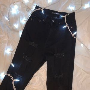 Black fashion nova ripped jeans
